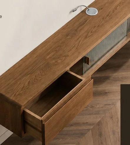 Console télé suspendue en bois massif